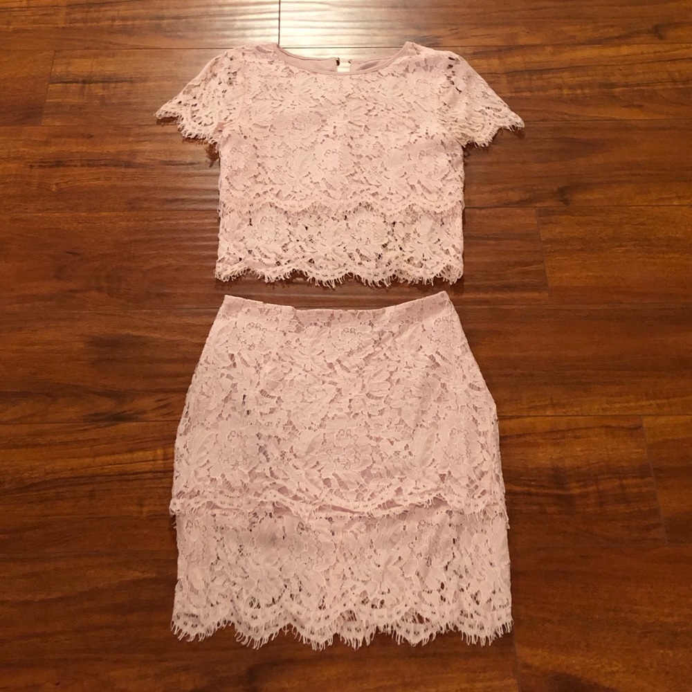 Lulu’s blush two piece lace dress